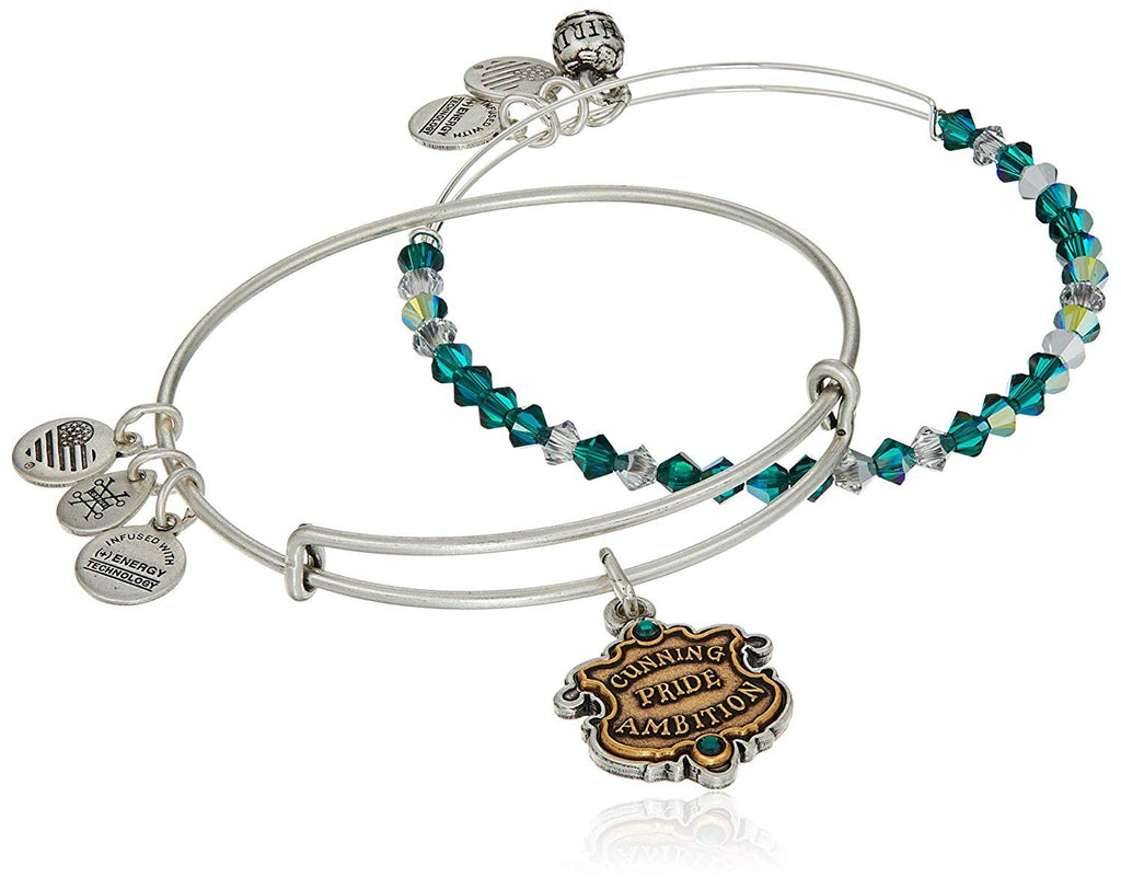 Alex and Ani Women's Harry Potter Slytherin Motto Set of 2 Two-Tone