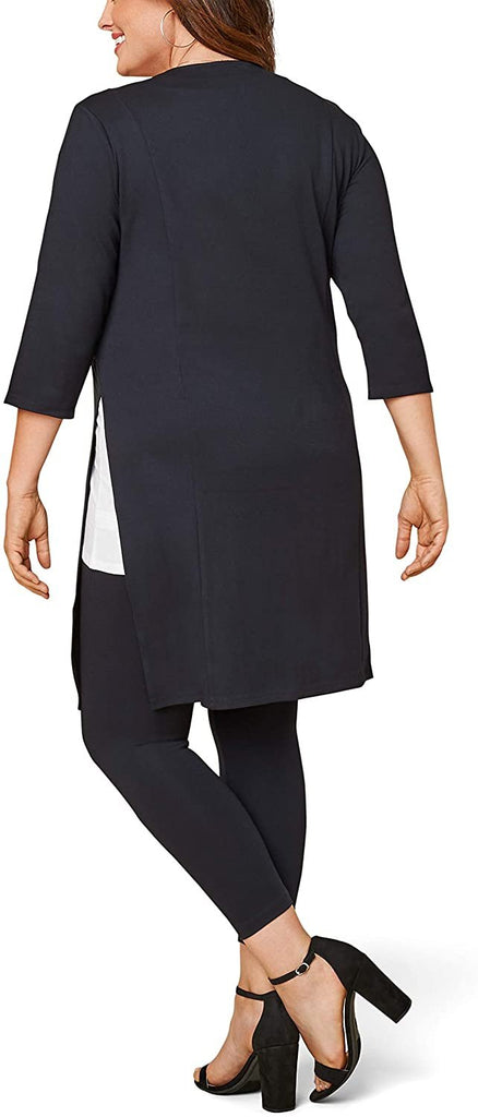 Seek No Further by Fruit of the Loom Women's Plus Size Ponte Open Front Long Cardigan