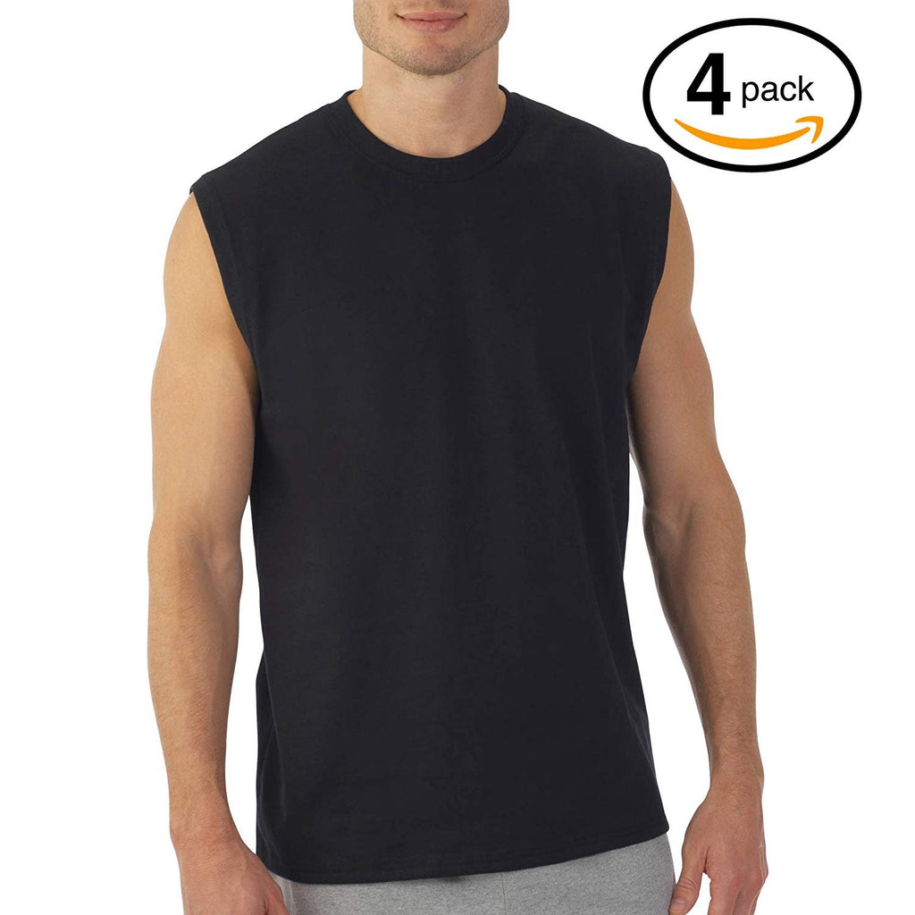 Hanes Men's Sport Styling Cotton Sleeveless T-Shirts w/ Cool DRI 4-Pack