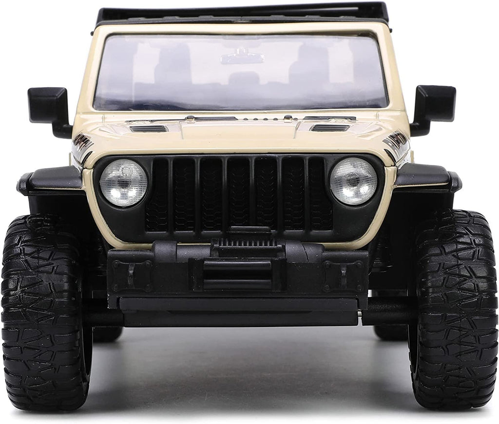 Just Trucks 1:24 2020 Jeep Gladiator Die-cast Car Tan with Tire Rack, Toys for Kids and Adults