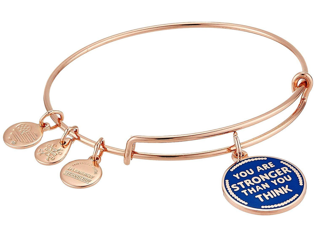 Alex and Ani You are Stronger Than You Think Bangle Bracelet Shiny Rose Gold One Size