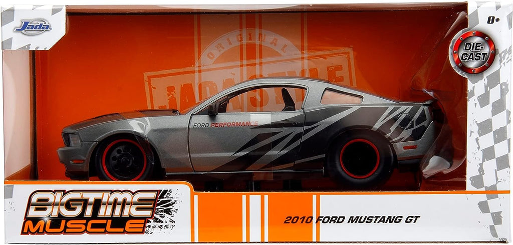 Big Time Muscle 1:24 2010 Ford Mustang GT Die-Cast Car, Toys for Kids and Adults(Charcoal Grey)