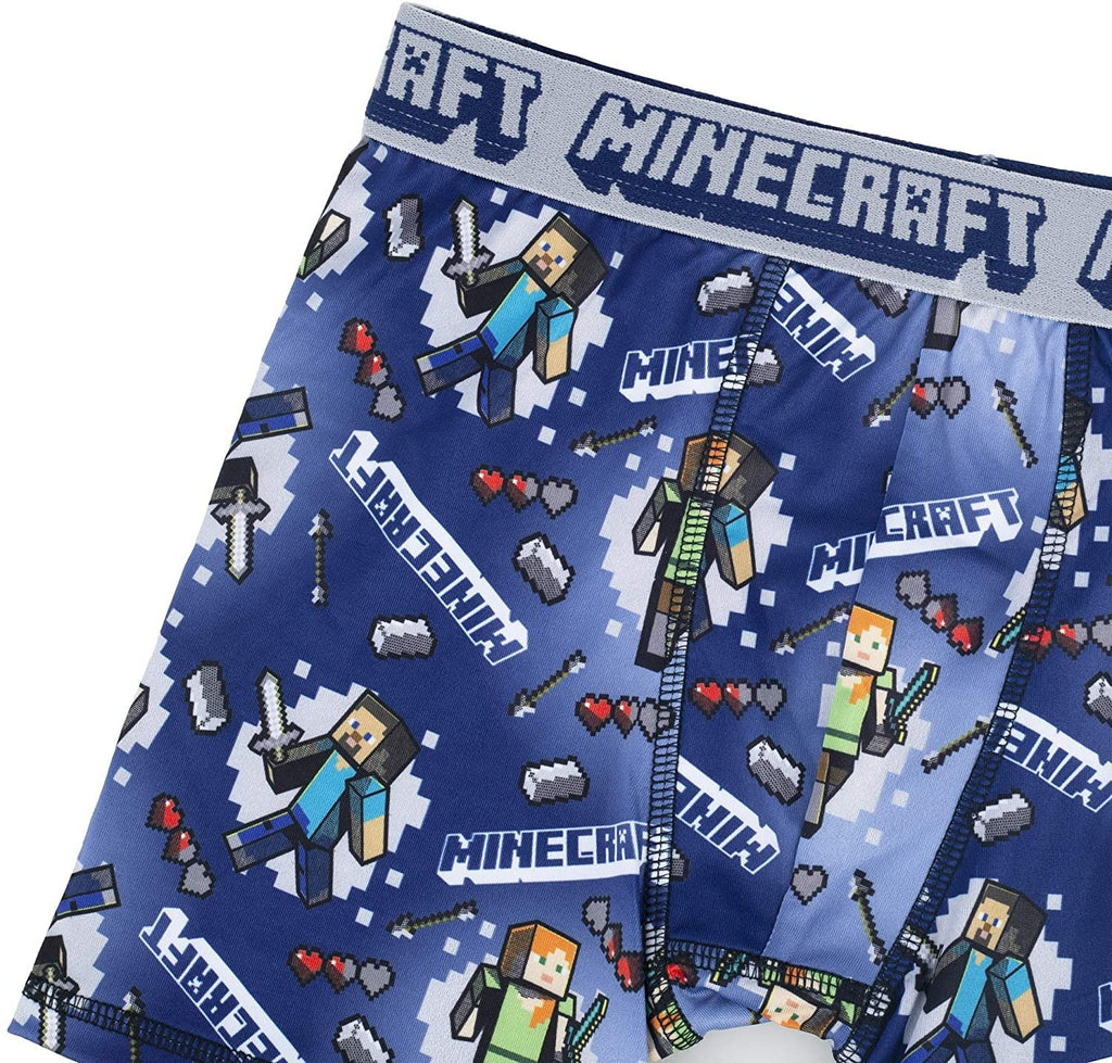 Minecraft Boys Athletic Boxer Briefs - 4-Pack Underwear Spandex Comfortable (10)