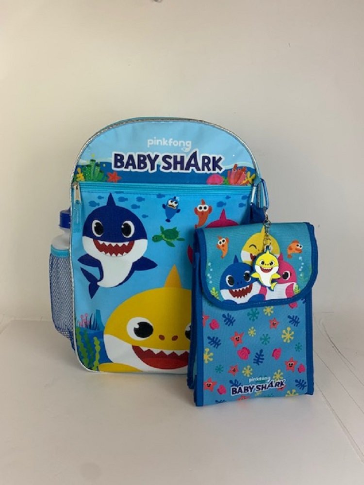 Baby Shark Backpack, Lunch Bag, Water Bottle 5-Piece Combo Set