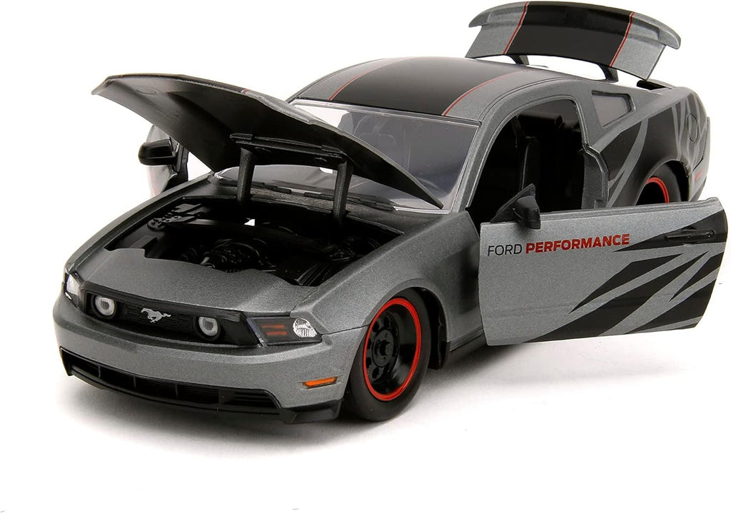 Big Time Muscle 1:24 2010 Ford Mustang GT Die-Cast Car, Toys for Kids and Adults(Charcoal Grey)