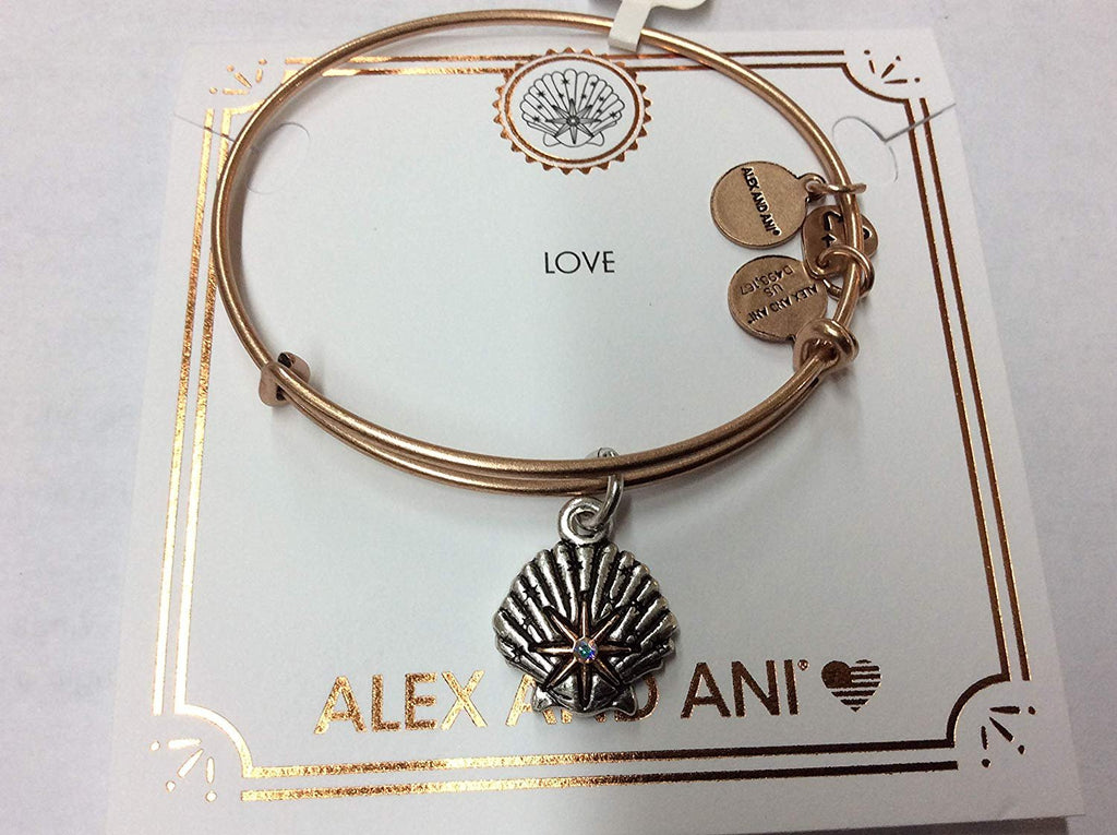 Alex and Ani Women's Two Tone Star of Venus Charm Bangle Bracelet, Rafaelian Antique Rose