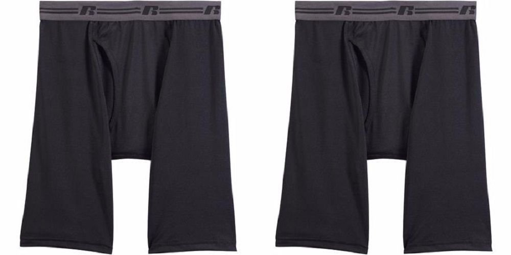 Russell Mens Sport Perfromance 4-pack Long Leg Boxer Briefs In Famous Brand Packs