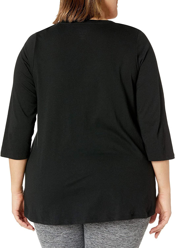 JUST MY SIZE Size Women's Plus Sizeflowy 3/4 Sleeve V-Neck Top