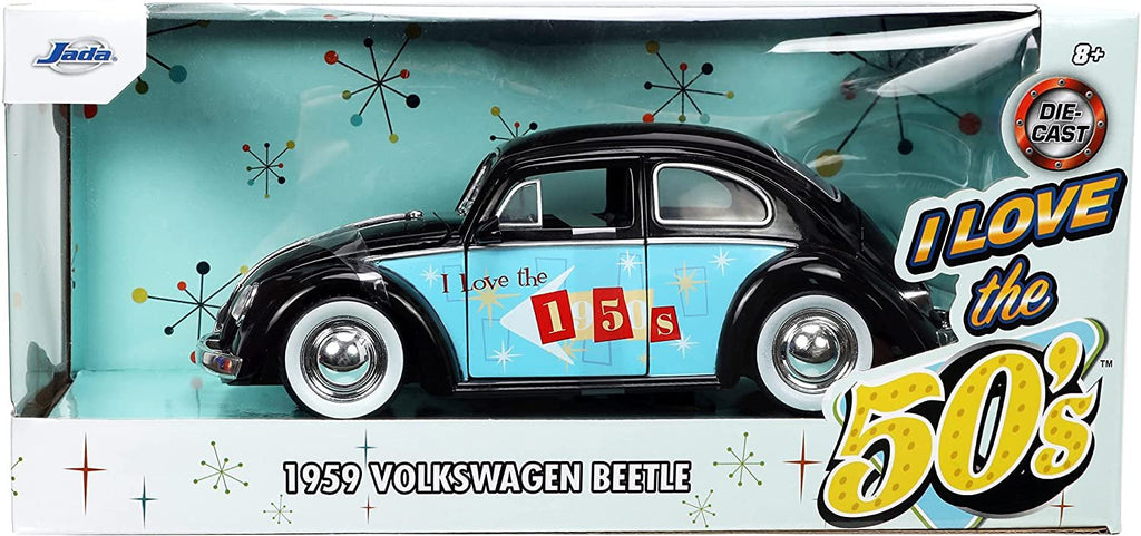 1959 Beetle Black I Love 50's Series 1/24 Diecast Car Model by Jada 31382