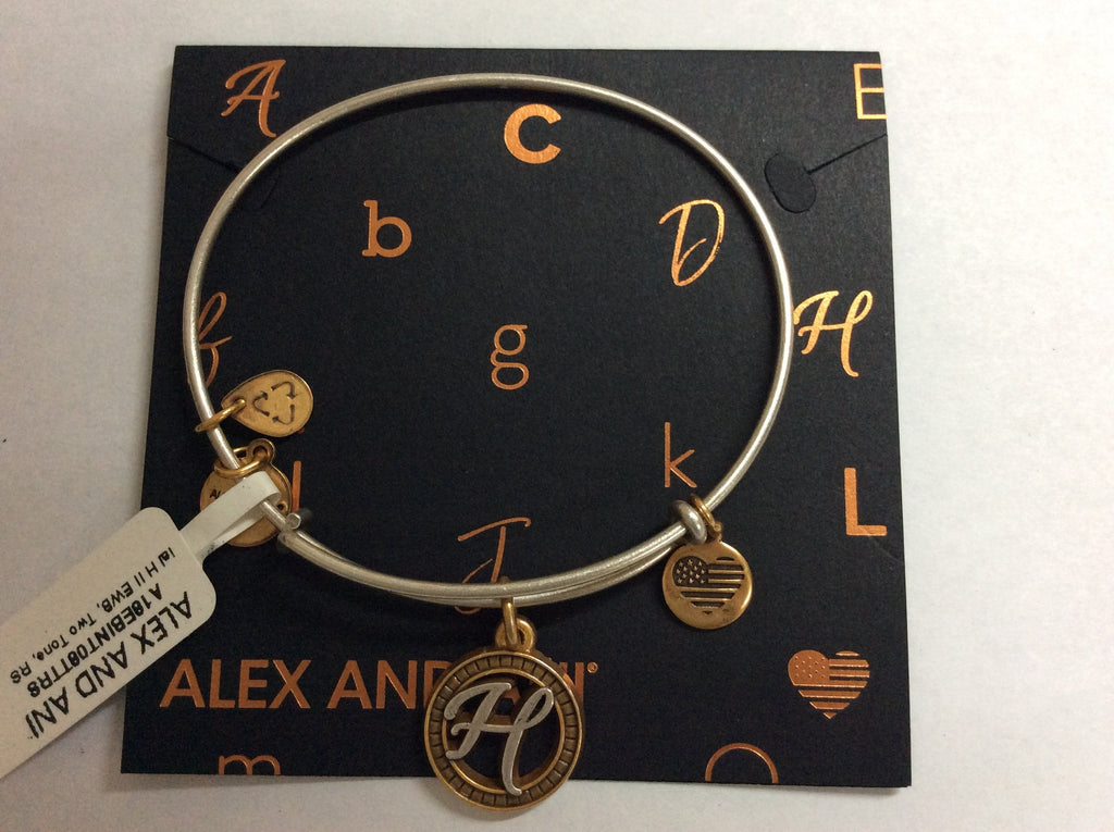 Alex and Ani Women's Initial H Charm Bangle