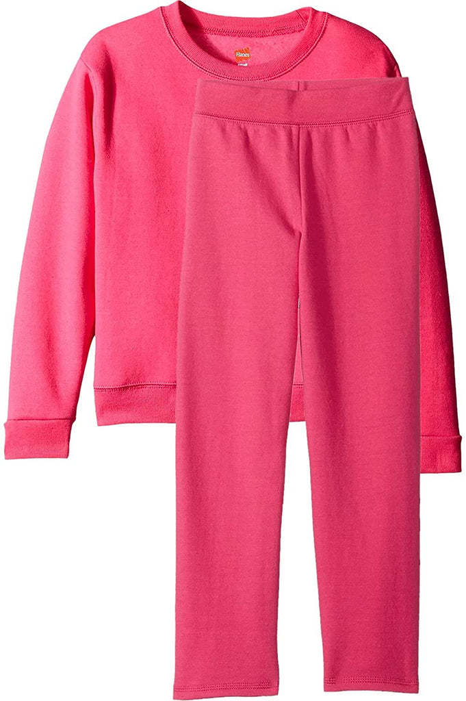 Hanes Girls Sweatshirt and Open Leg Fleece Sweatpant Value Pack, Purple Thora, Large