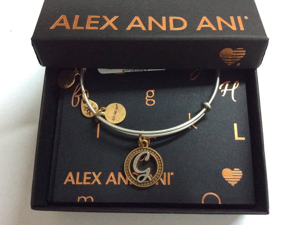 Alex and Ani Women's Initial G Charm Bangle Two-Tone One Size