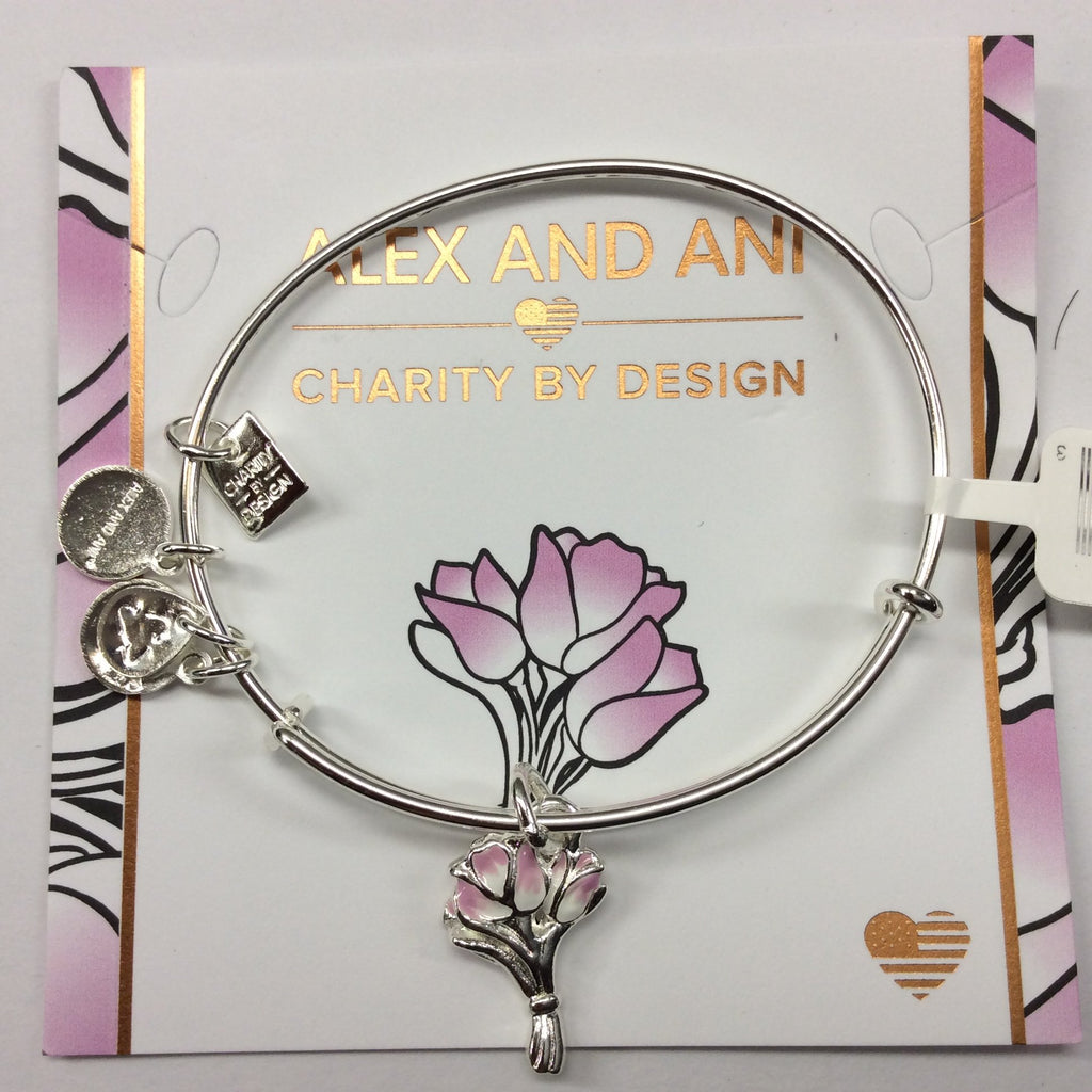 Alex and Ani Womens Charity by Design Pink Tulips Bangle