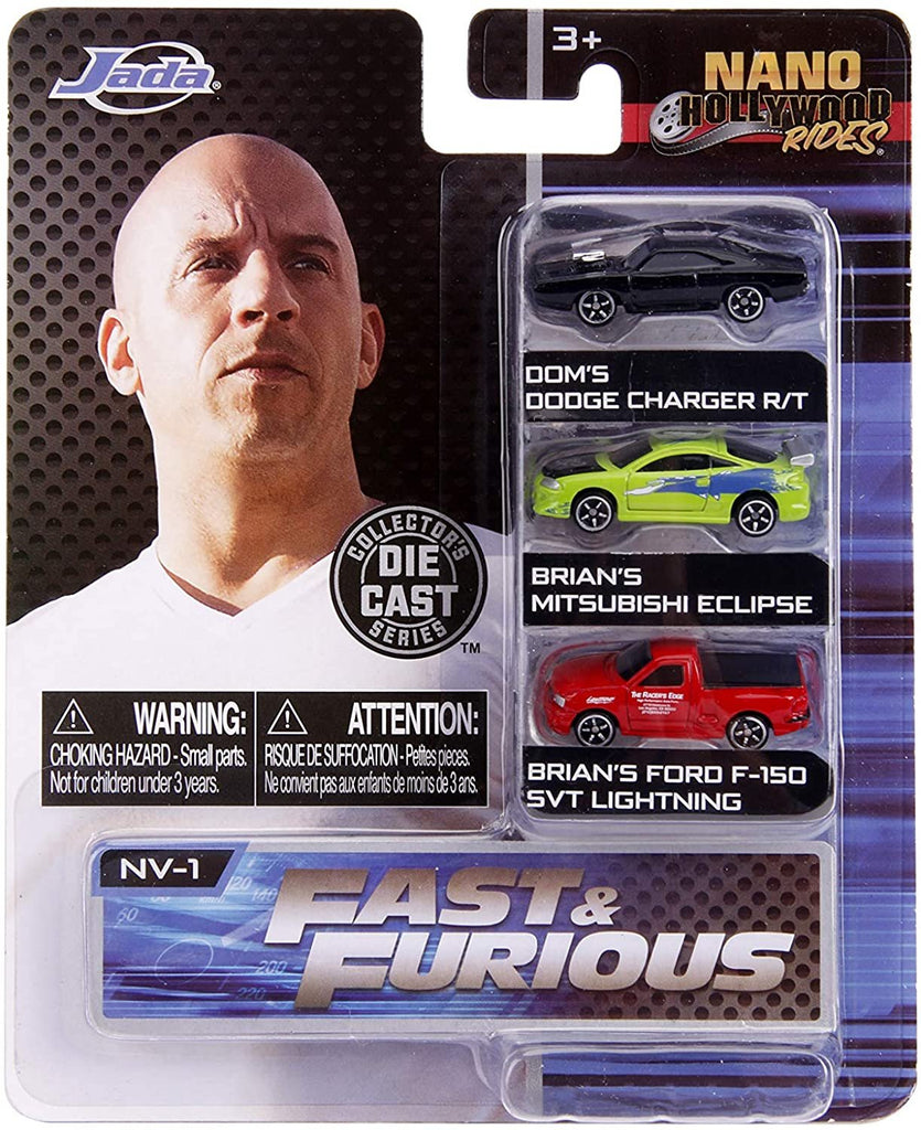 Fast & Furious 1.65" Nano 3-Pack Die-cast Cars, Toys for Kids and Adults