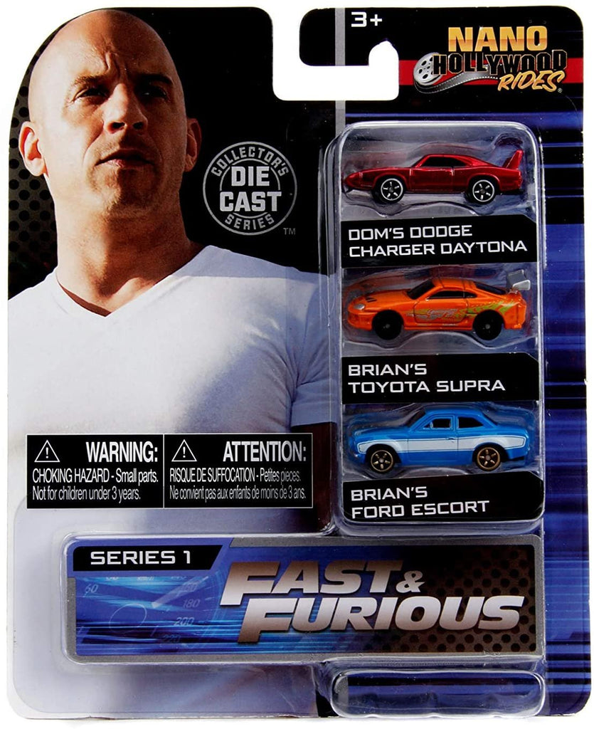 Jada Toys Fast & Furious 1.65" Nano 3-Pack Die-cast Cars, Toys for Kids and Adults, Multi (JAN31124)