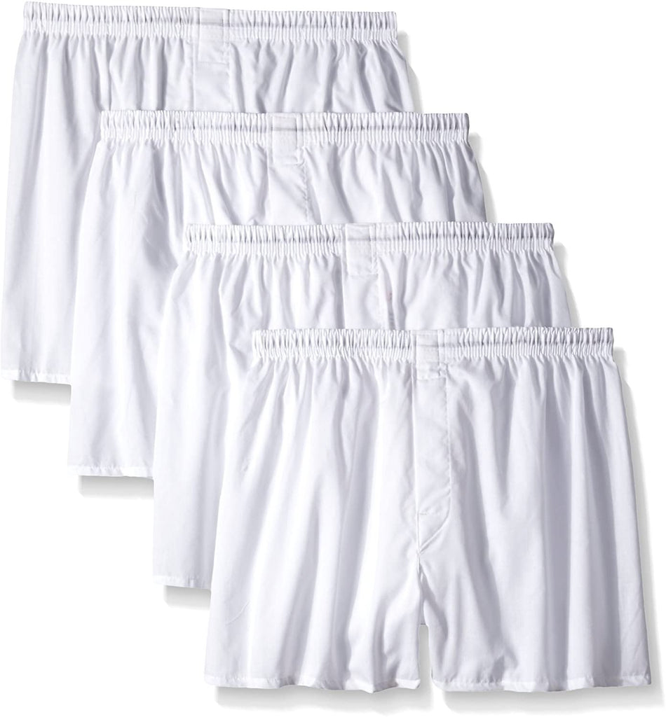 Hanes Tagless Men`s Full-Cut Boxers White 4-Pk  with Comfort Flex Waistband