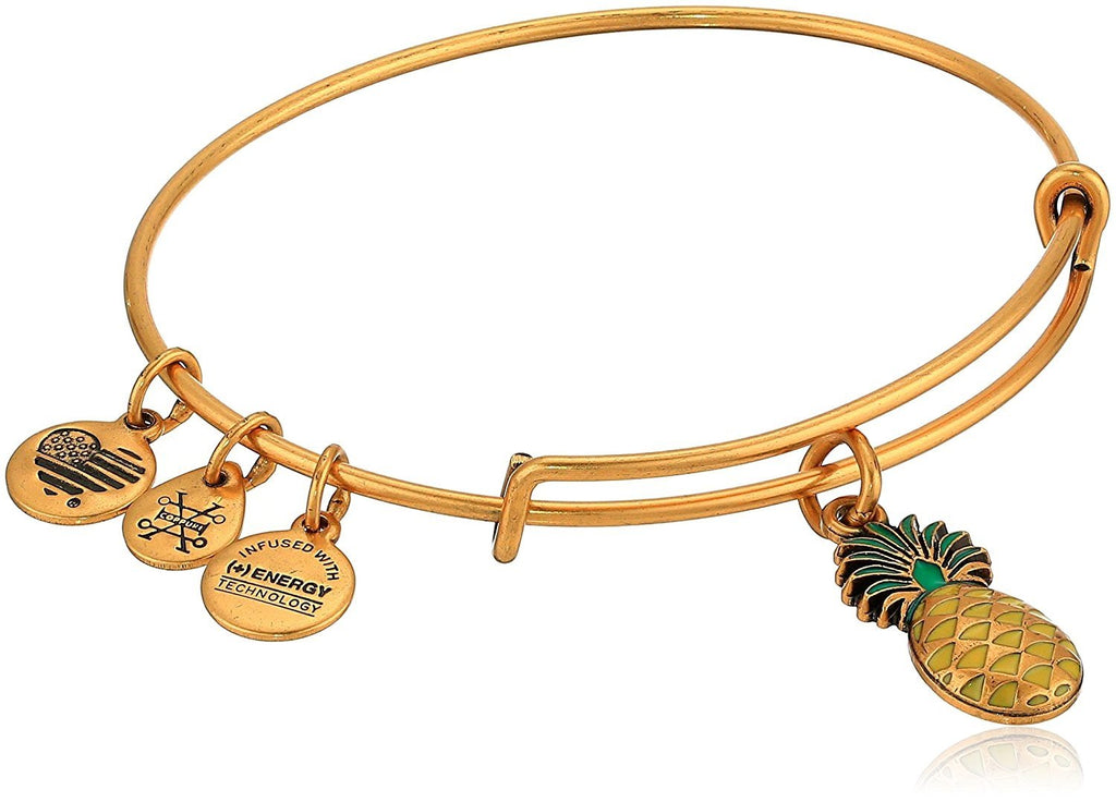 Alex and Ani Women's Color Infusion, Pineapple Bangle Bracelet, Rafaelian Gold, Expandable