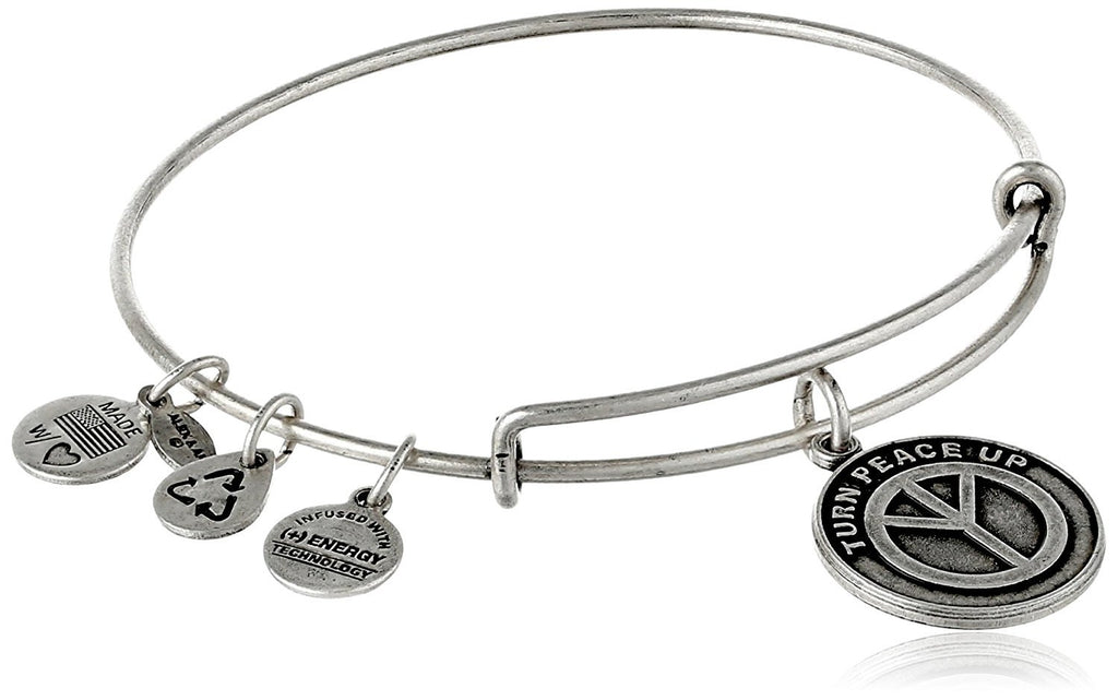 Alex and Ani Bangle Bar "Turn Peace Up" Rafaelian Expandable Bracelet