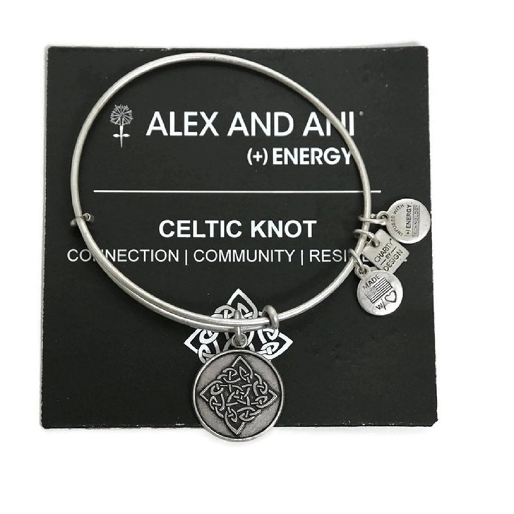 Alex and Ani Women's Celtic Knot Charm Bangle Rafaelian Silver Finish Bracelet