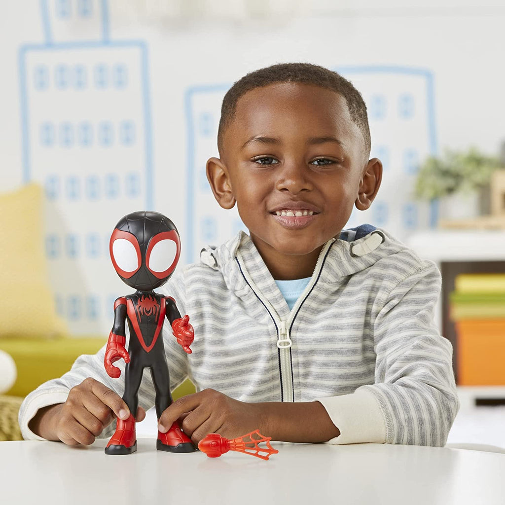 Marvel Spidey and His Amazing Friends Supersized Miles Morales: Spider-Man 9-inch Action Figure, Preschool Super Hero Toy, Kids Ages 3 and Up