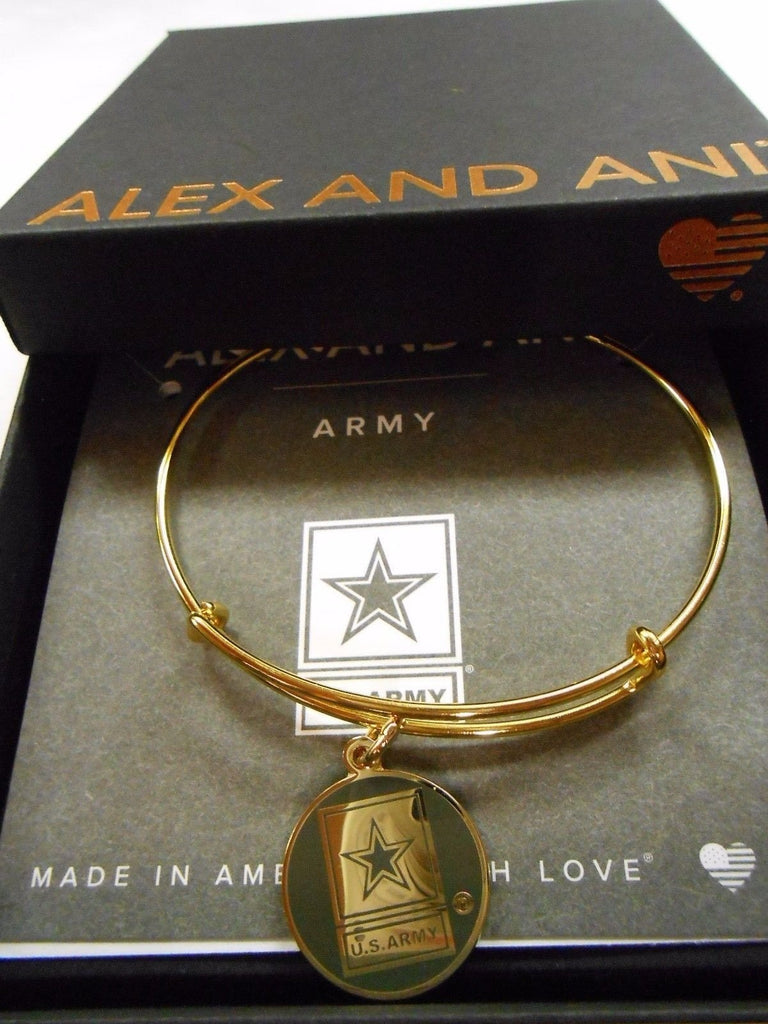 Alex and Ani Armed Forces US Army Expandable Wire Bangle Charm Bracelet