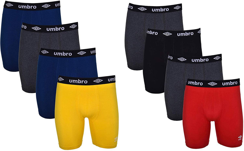 Umbro Men's Boxer Briefs 8-Pack Short Leg Trunk Athletic Cotton Stretch No Fly