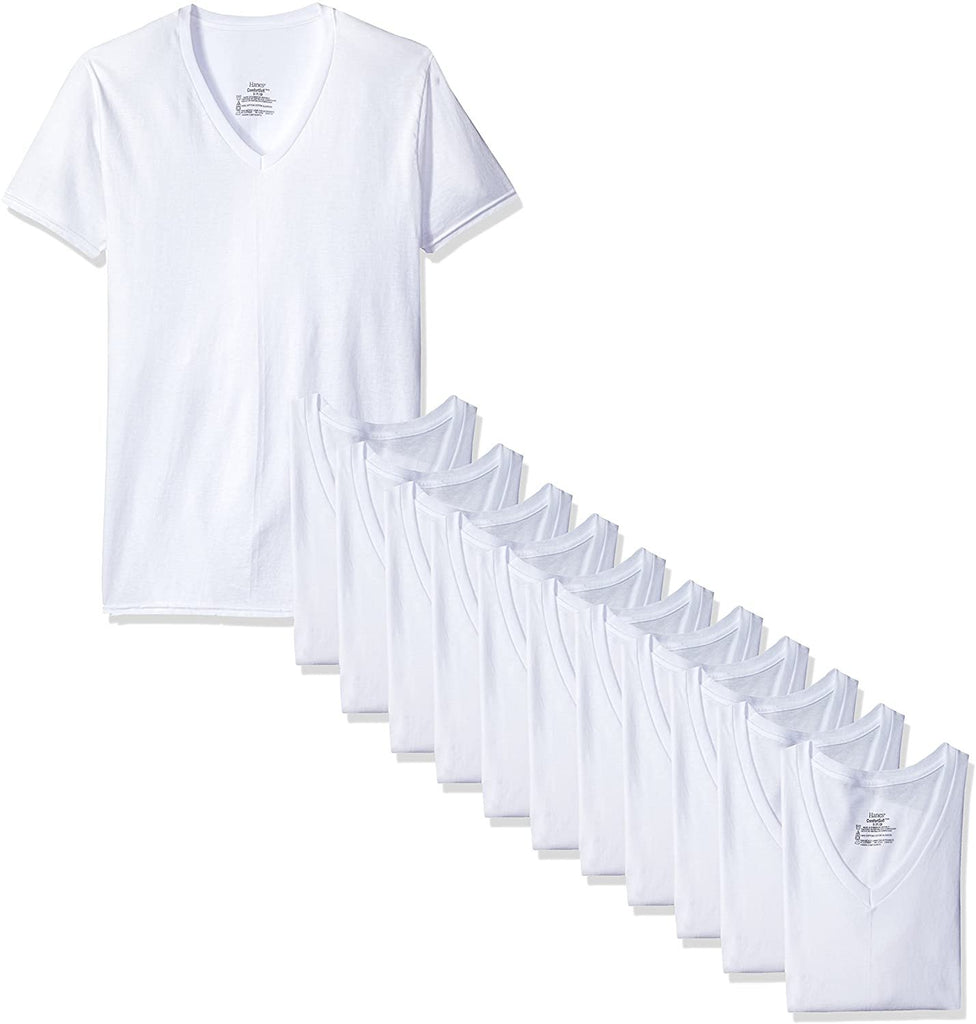 Hanes Men's White and Assorted V-Neck T-Shirts