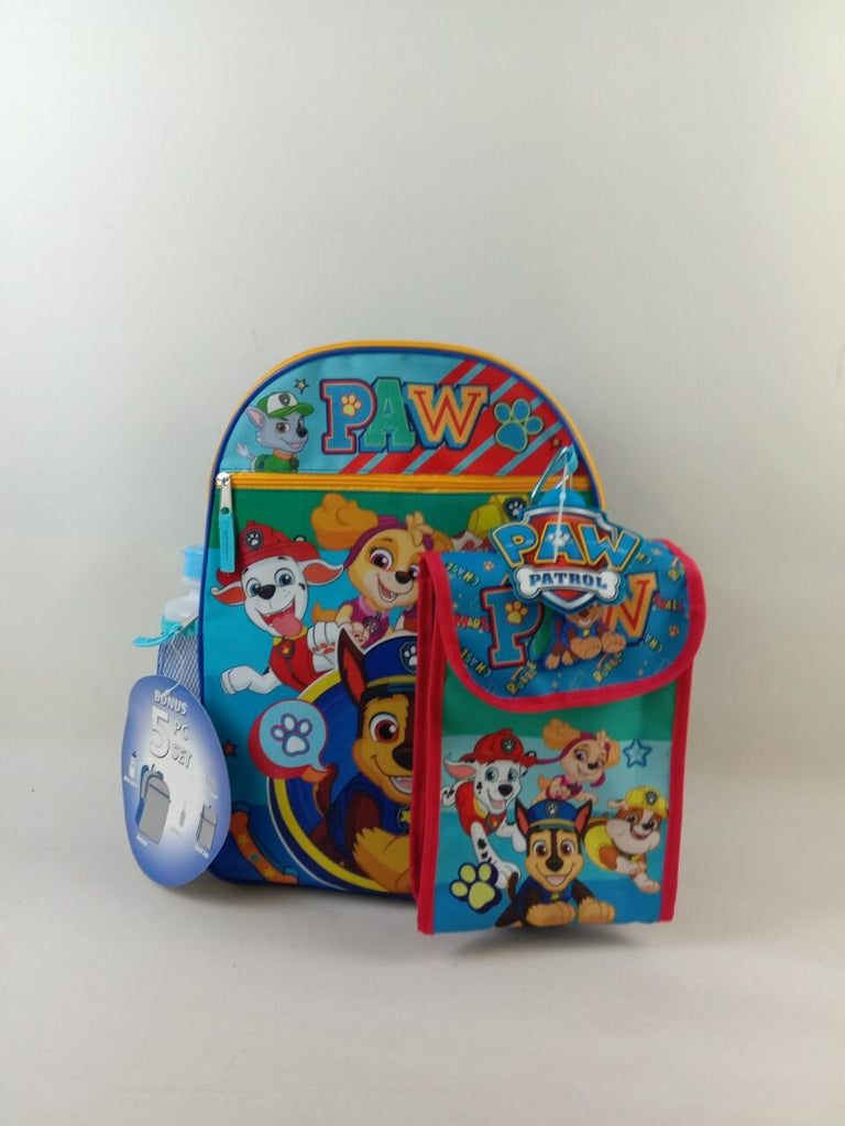 Paw Patrol Boys Backpack, Lunch Bag, Water Bottle 5-Piece Combo Set