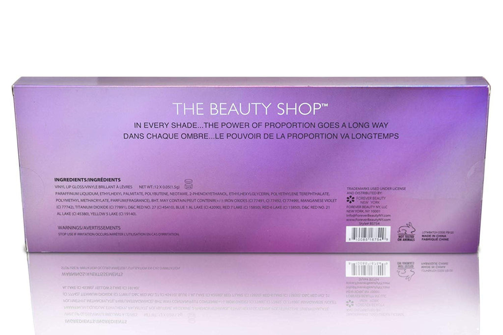 Forever Beauty Liquid Lip Gloss Liquid Vinyl 12-Pack Set Cruelty Free Premium Quality