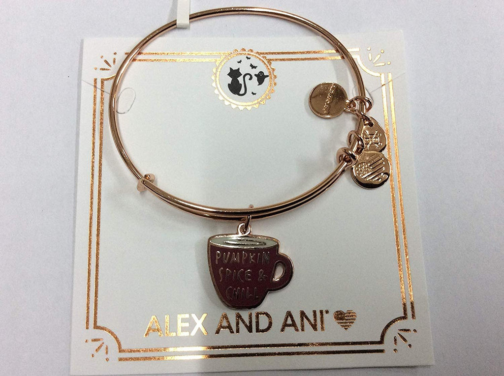 Alex and Ani Women's Color Infusion Pumpkin Spice and Chill Charm Bangle, Shiny Rose Gold