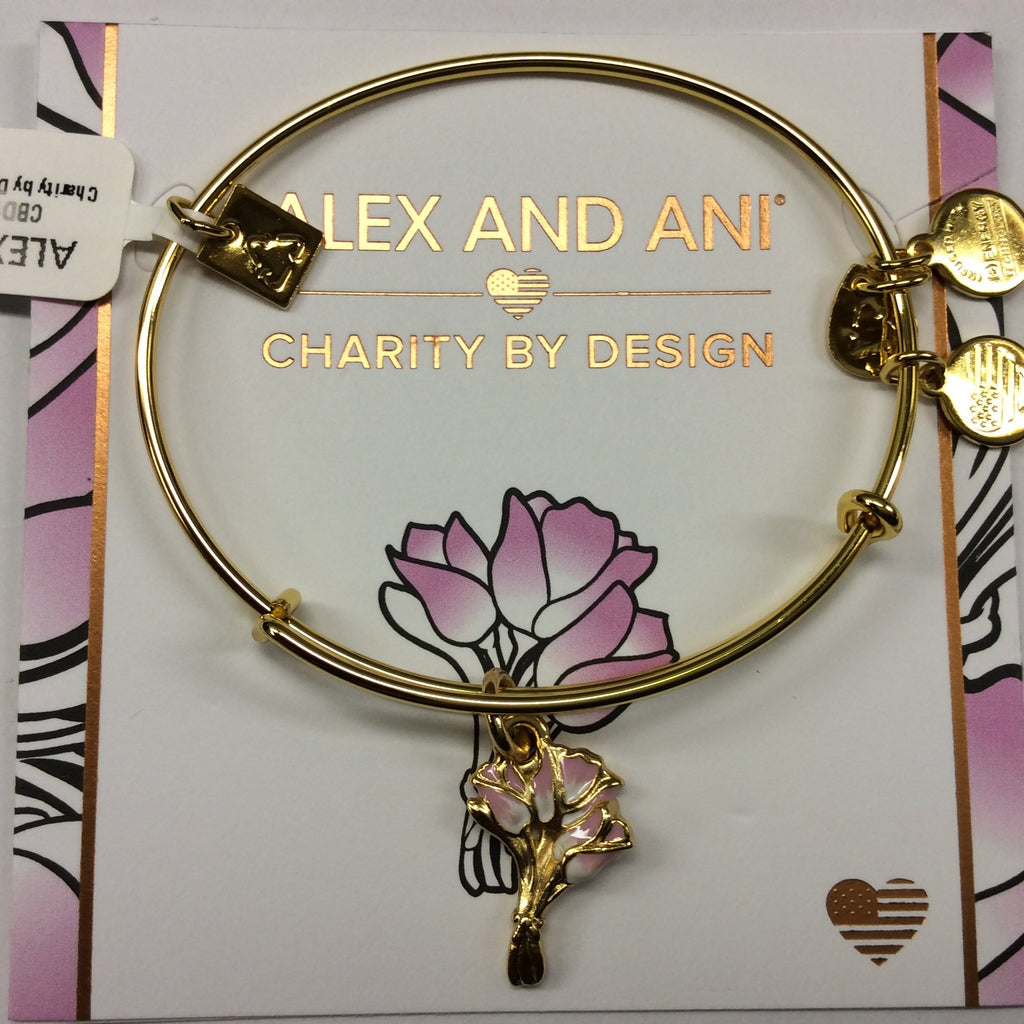 Alex and Ani Womens Charity by Design Pink Tulips Bangle