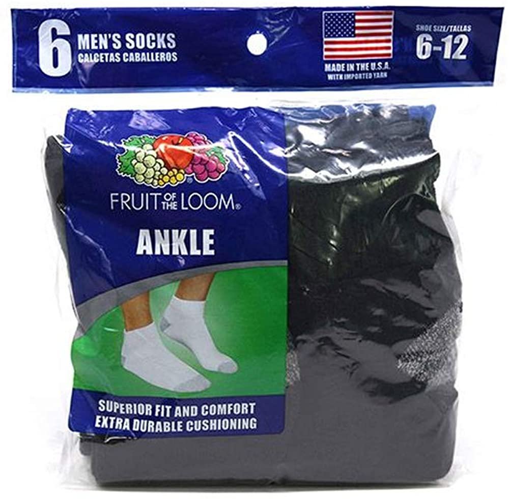 Fruit of the Loom Men's Ankle Socks (6-Pack)