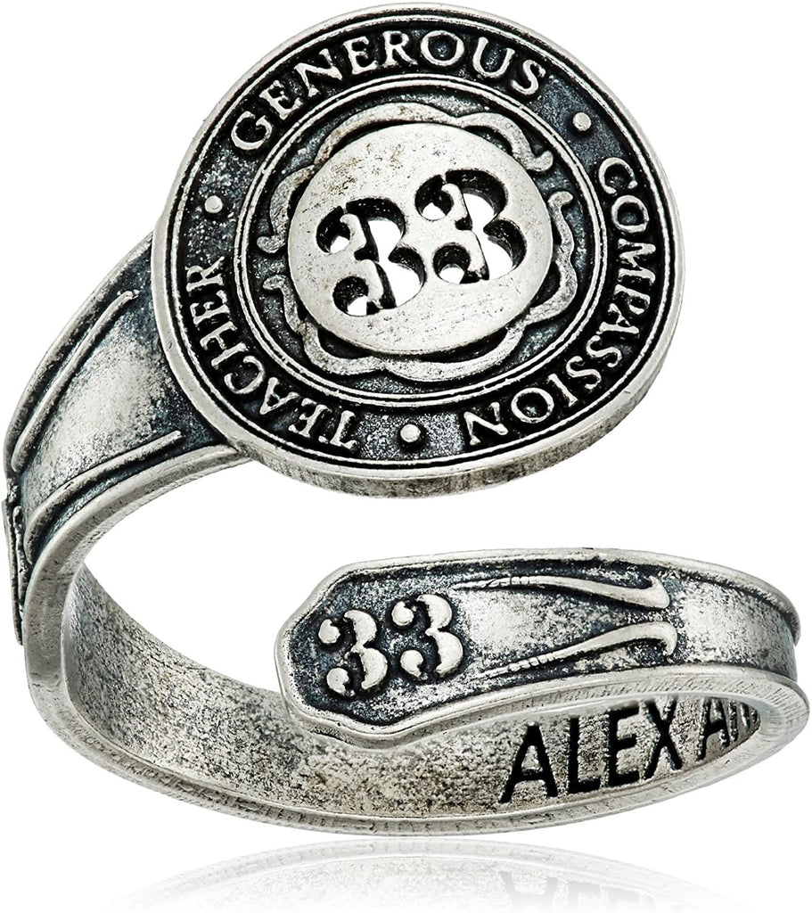 Alex and Ani "Numerology" Number, Sterling Silver Spoon Ring, Size 7-9