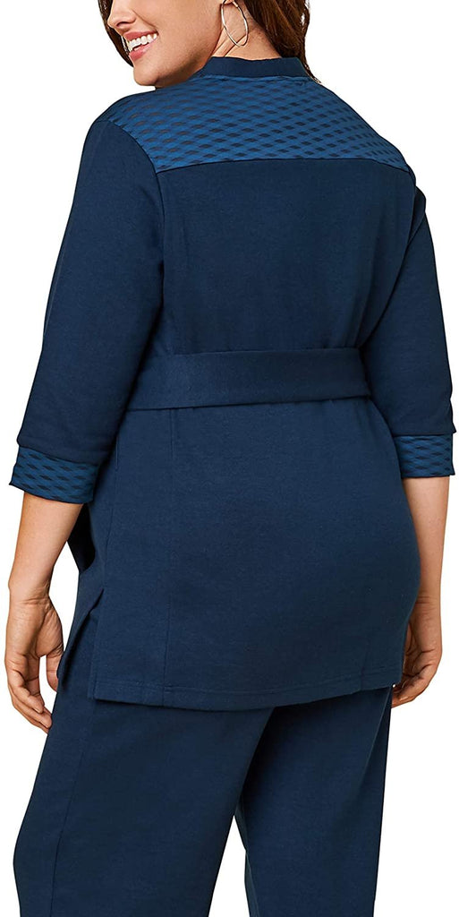 Seek No Further by Fruit of the Loom Women's Plus Size Â¾ Sleeve Stretch Tie Jacket