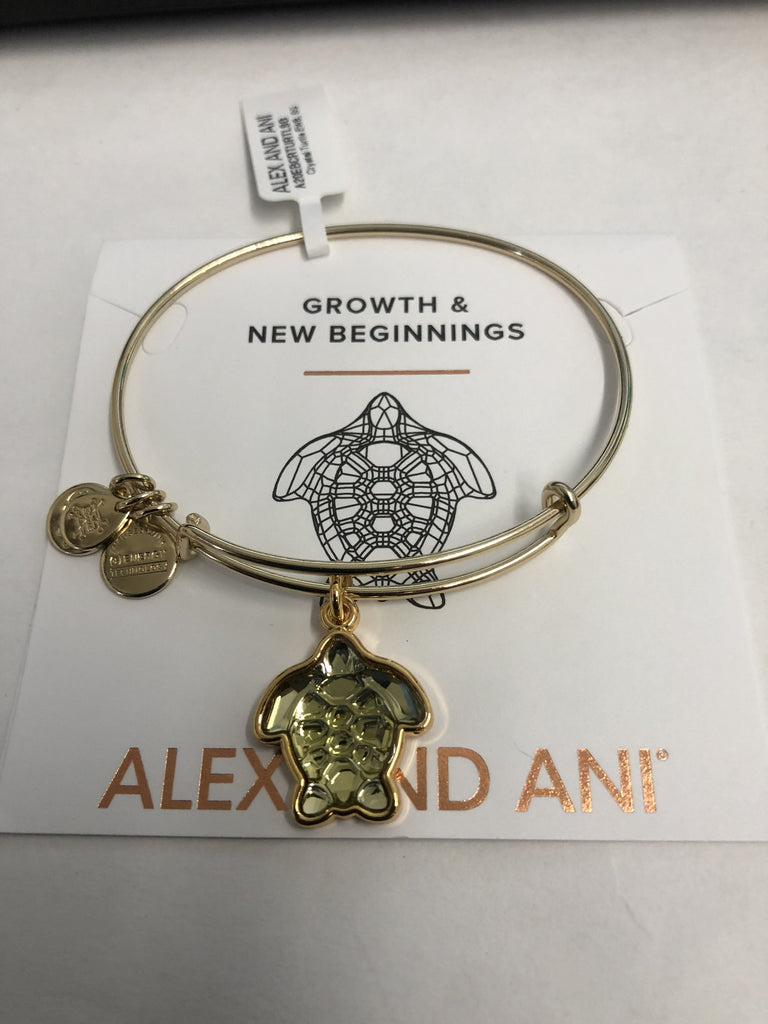 Alex and Ani Crystal Turtle EWB, SG, Shiny Silver, One Size (A20EBCRTURTLSG)