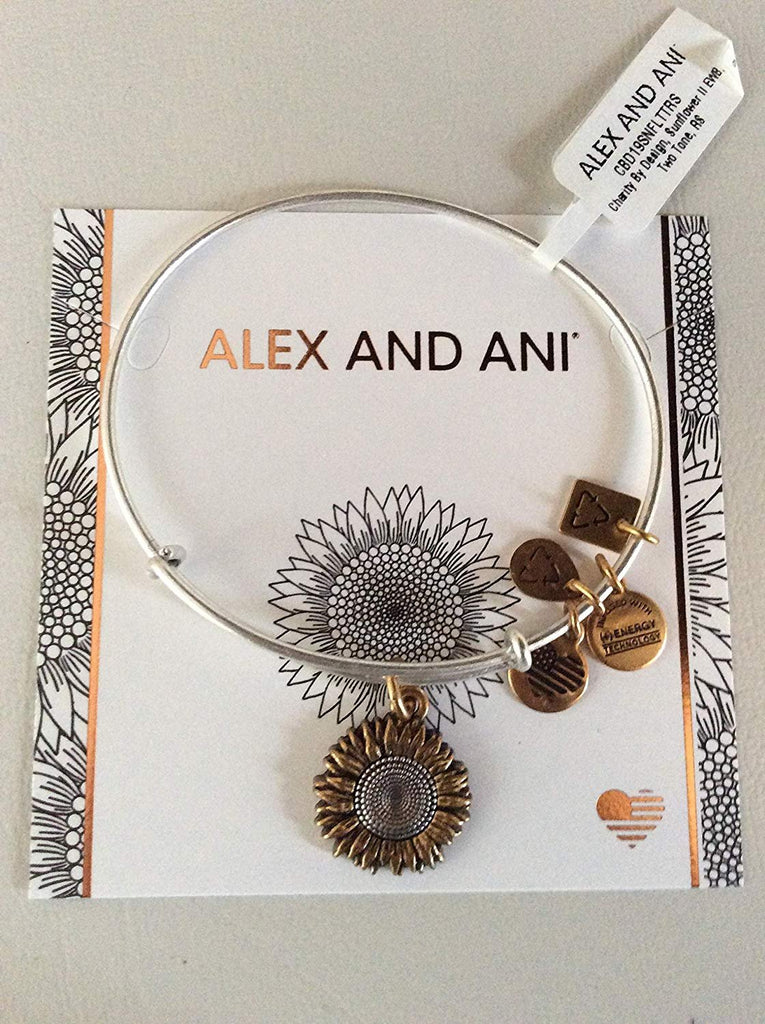 Alex and Ani Women's Charity by Design Sunflower II Two-Tone Bangle Bracelet