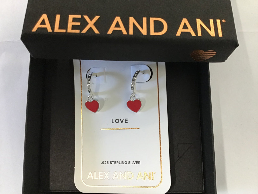 Alex and Ani Color Infusion Heart Huggie Hoop Earrings Silver One Size