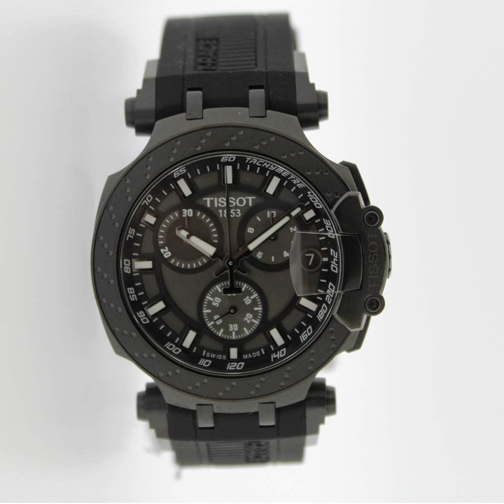 Tissot Men's T-Race Chrono Quartz Stainless Steel Swiss Silicone Strap, Black, 22 Casual Watch (Model: T1154173706103)