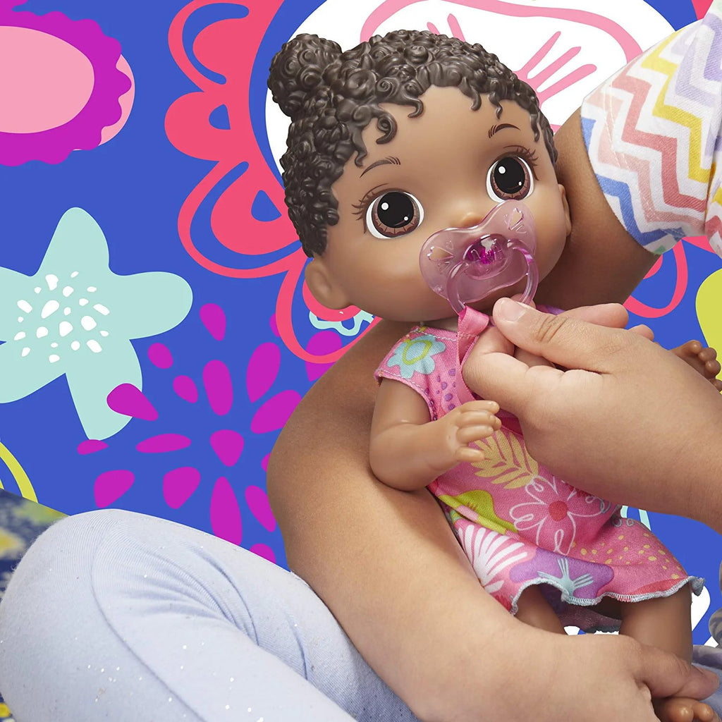 Baby Alive Baby Lil Sounds: Interactive Black Hair Baby Doll for Girls & Boys Ages 3 & Up, Makes 10 Sound Effects, Including Giggles, Cries, Baby Doll with Pacifier