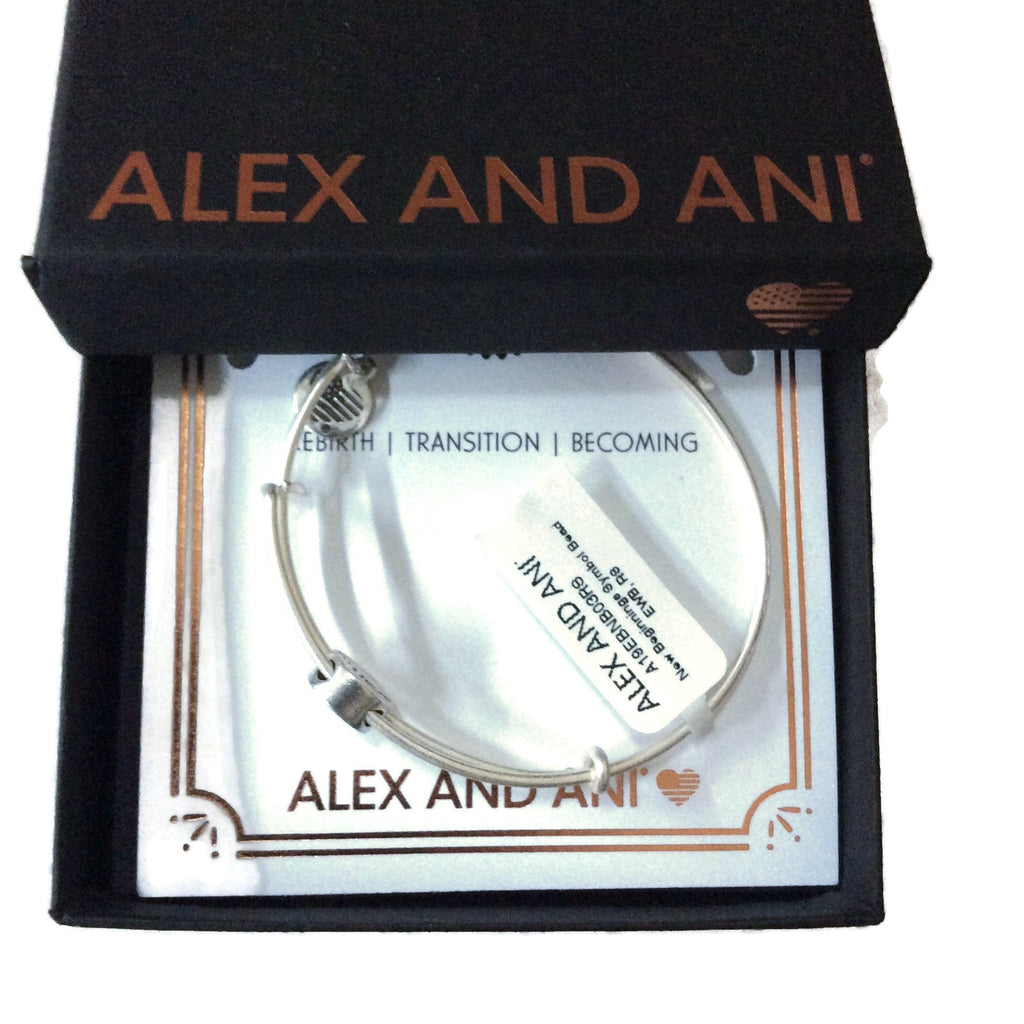 Alex and Ani Womens New Beginnings Symbol Bead Charm Bangle Rafaelian Silver One Size