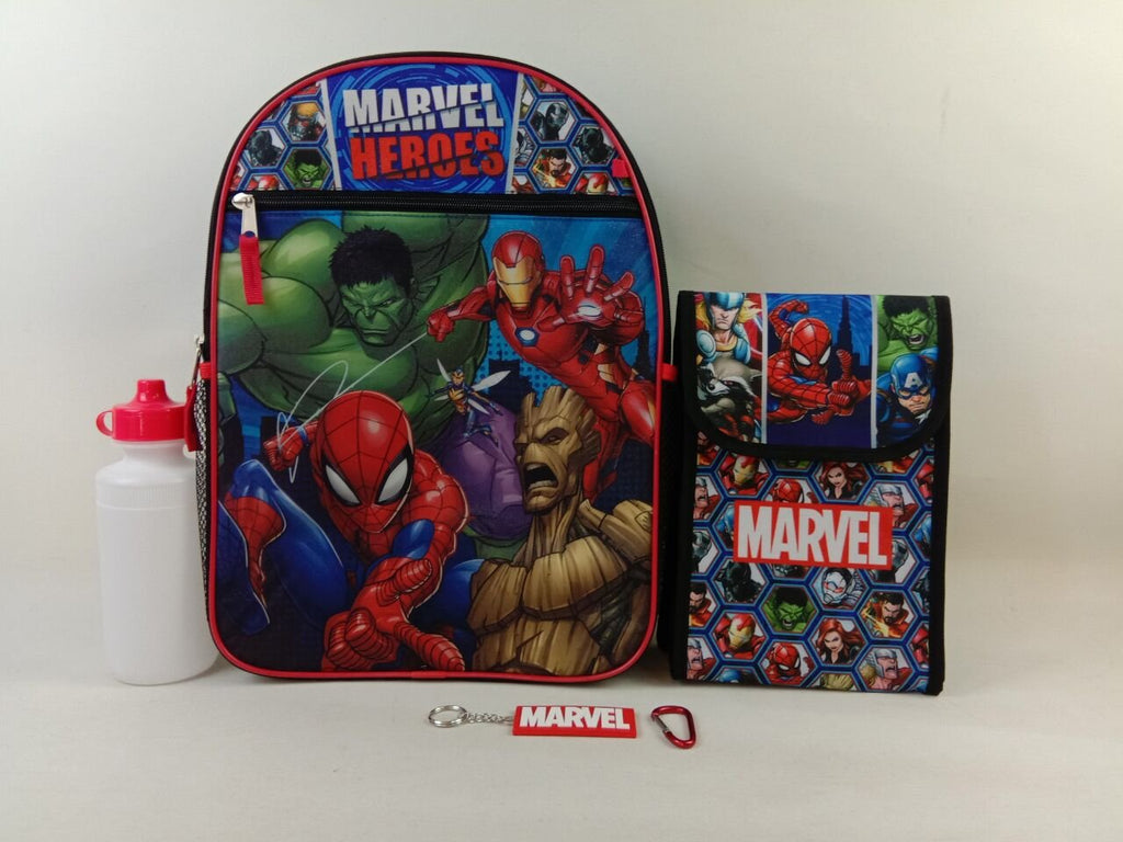 Marvel Backpack, Lunch Bag, Water Bottle 5-Piece Combo Set