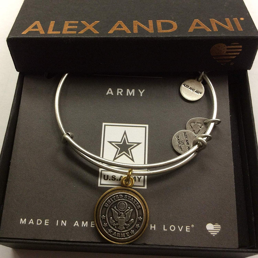 Alex and Ani Army Bangle Bracelet Two-Tone One Size