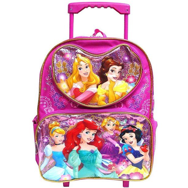 Disney Princess heart pocket 16 inches Large Rolling Backpack