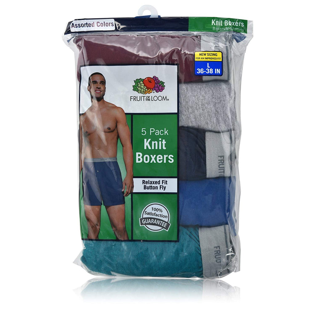 Fruit of the Loom Men's 5-Pack Soft Stretch Knit Boxer - Colors May Vary