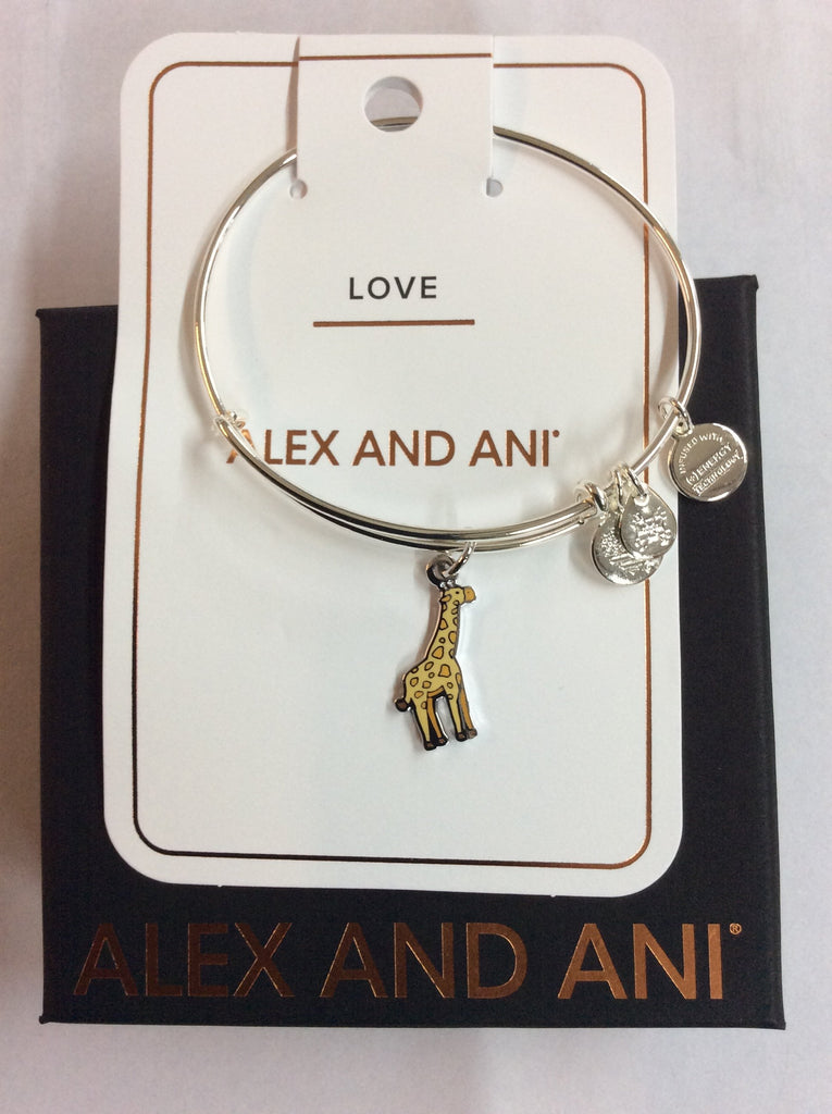 Alex and Ani Giraffe Color Infusion Bangle Bracelet Shiny Silver NWTBC