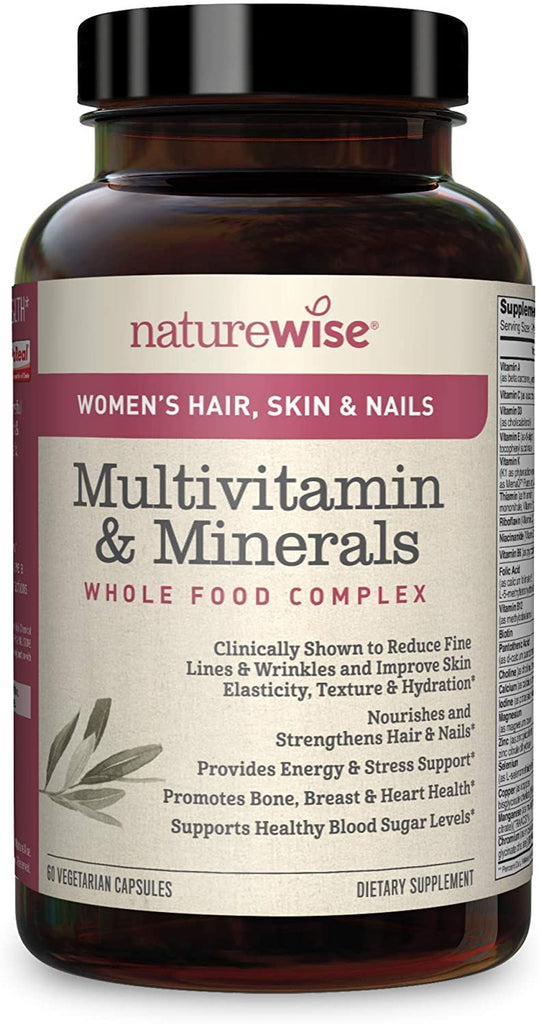 NatureWise Women’s Multivitamin with Hair, Skin, & Nails Support – Total-Body Benefits from Collagen, Biotin, Keratin and AstaReal®️ Astaxanthin for Radiant Health & Beauty (60 Count – 1 Month Supply)