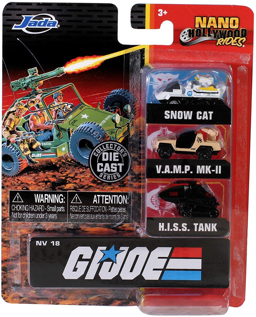 Jada Toys GI Joe 1.65" Nano 3-Pack Die-cast Cars, Toys for Kids and Adults (32083)