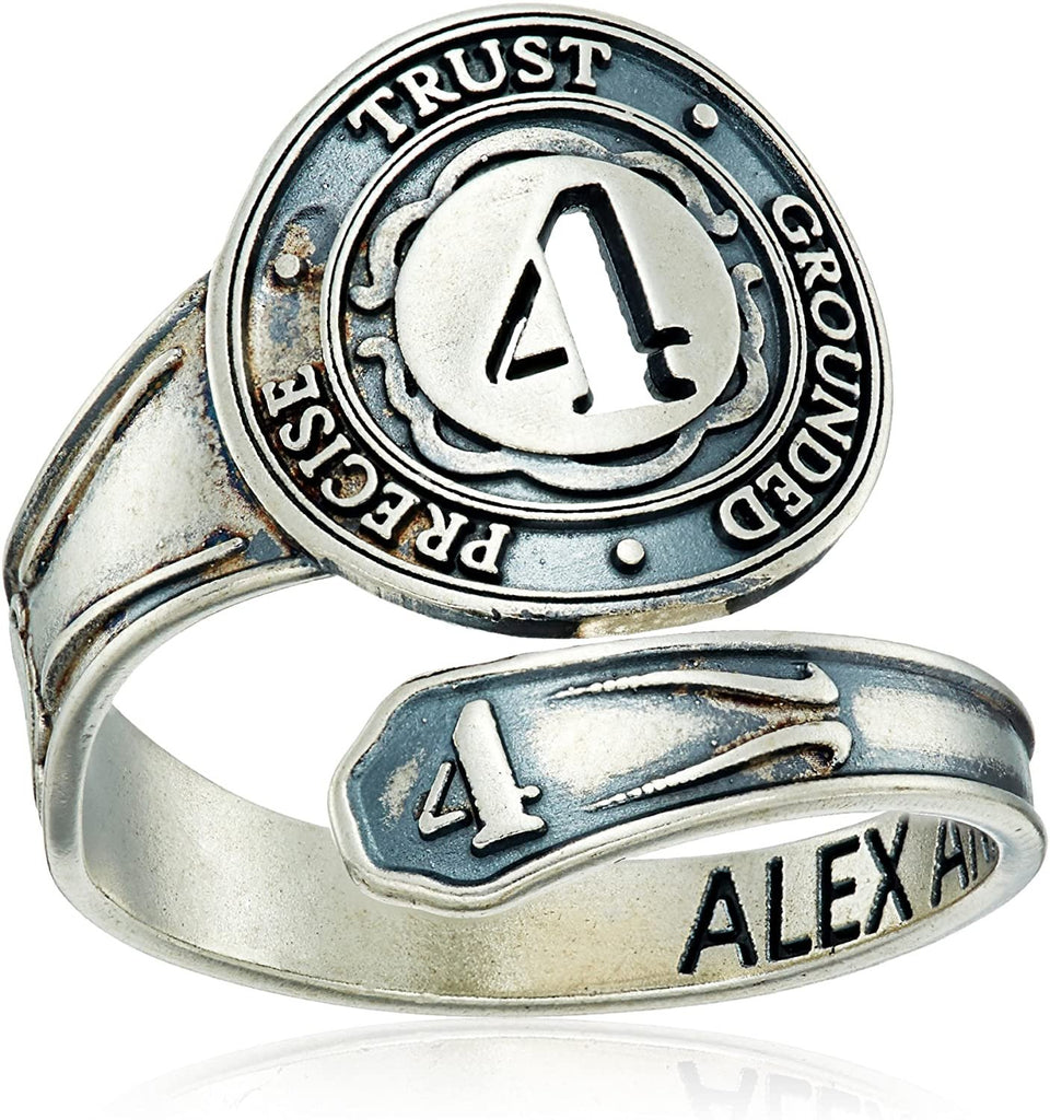 Alex and Ani "Numerology" Number, Sterling Silver Spoon Ring, Size 7-9