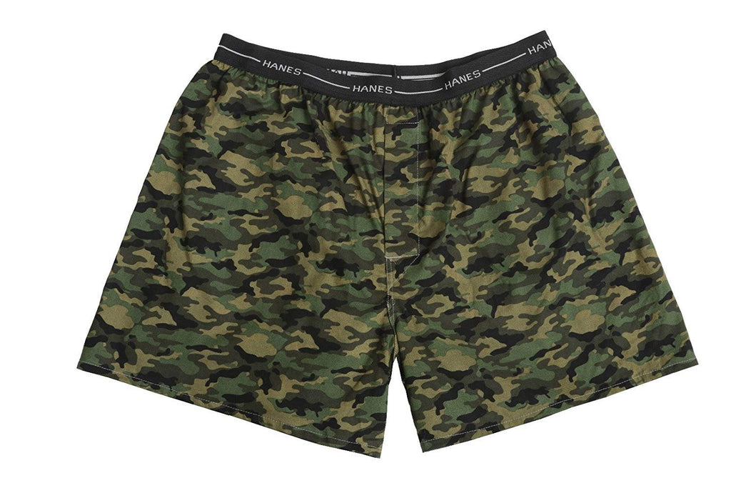 Hanes Red Label Men's 4-Pack Exposed Waistband Woven Camo Boxers