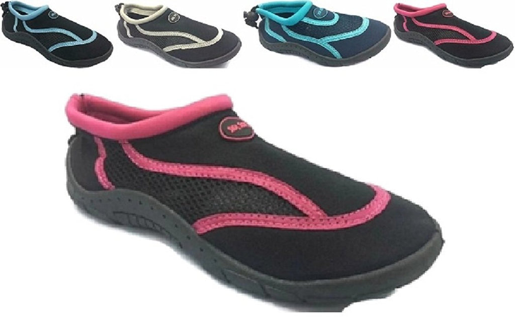 Sea Sox Ladies Womens Waterproof Water Shoes Aqua Socks Beach Pool Yoga Exercise Boating Surf Mesh Adjustable Toggle